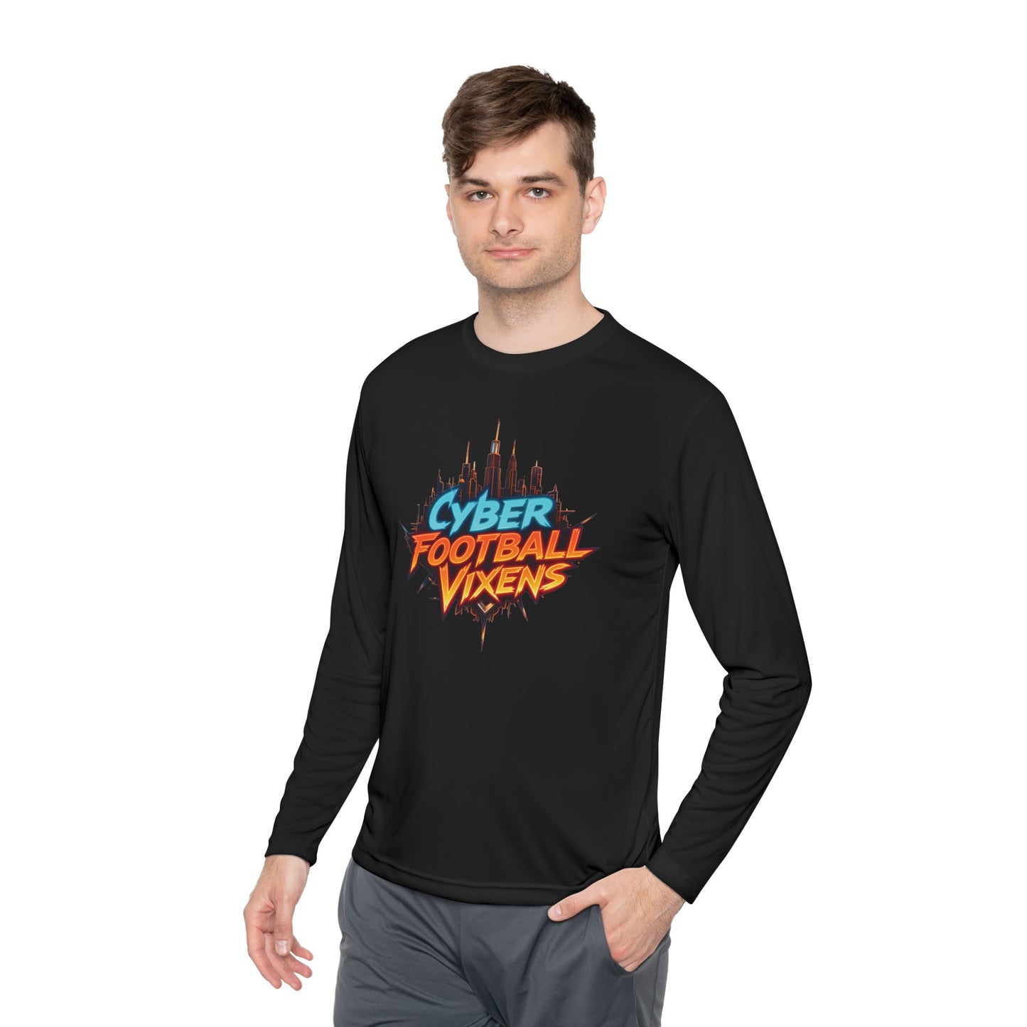 Unisex Lightweight Long Sleeve Tee - Cyber Football Vixens & Miami Art Design