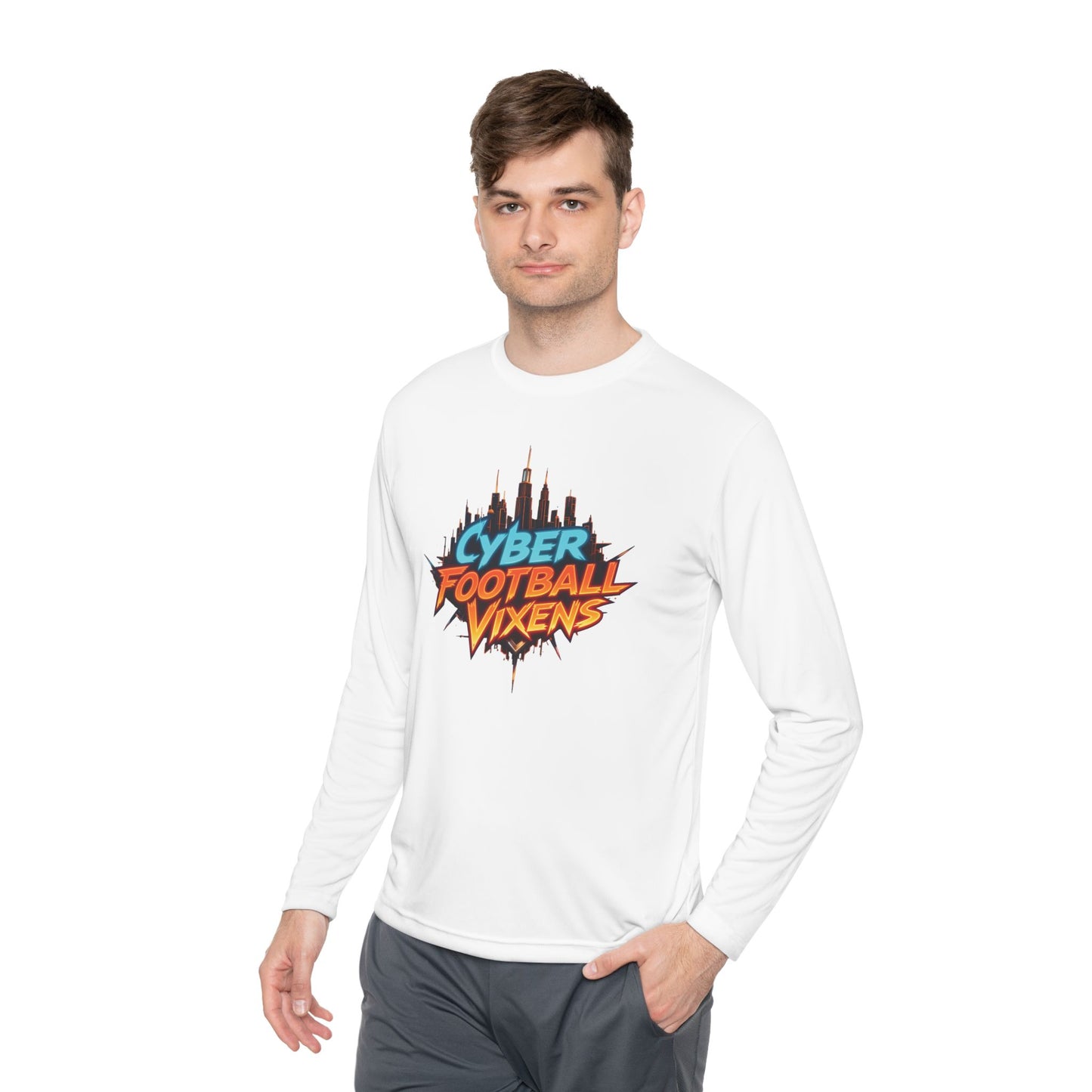 Unisex Lightweight Long Sleeve Tee - Cyber Football Vixens & Miami Art Design