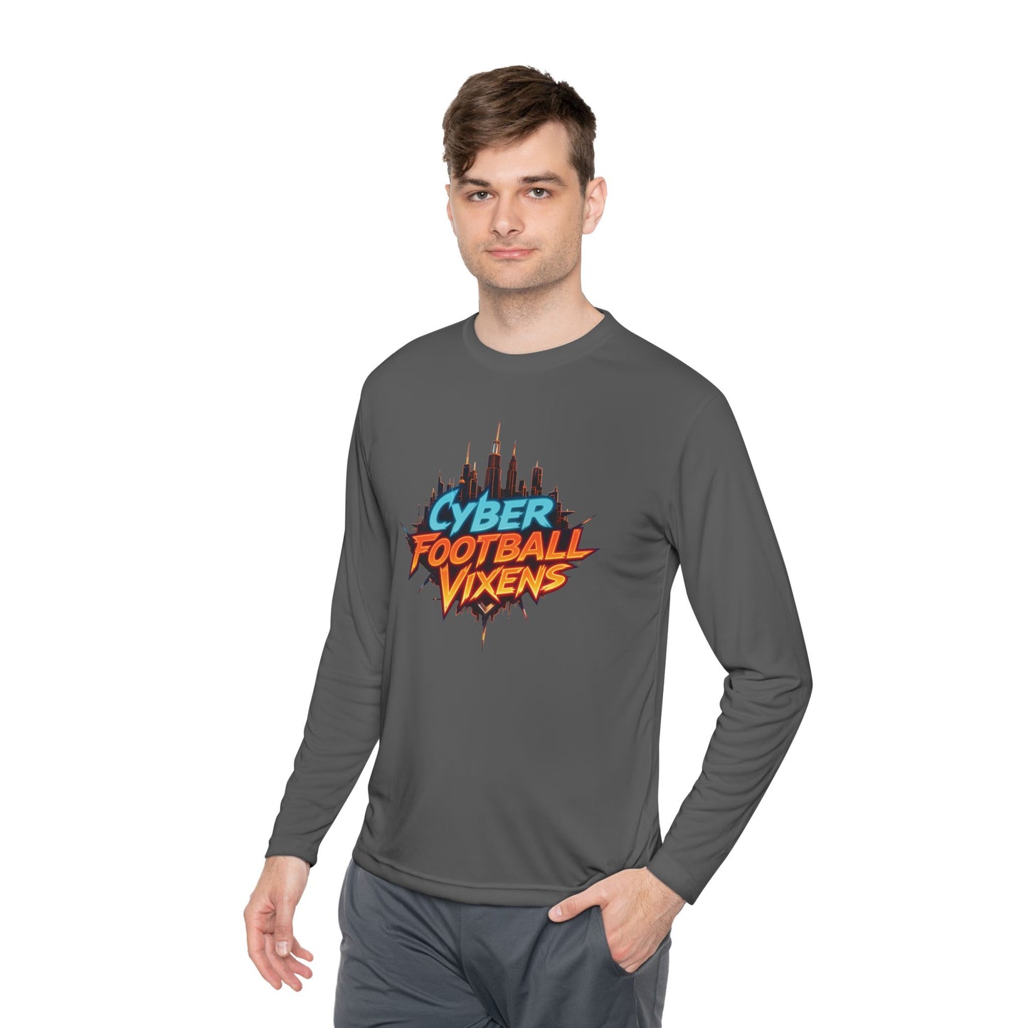 Unisex Lightweight Long Sleeve Tee - Cyber Football Vixens & Miami Art Design