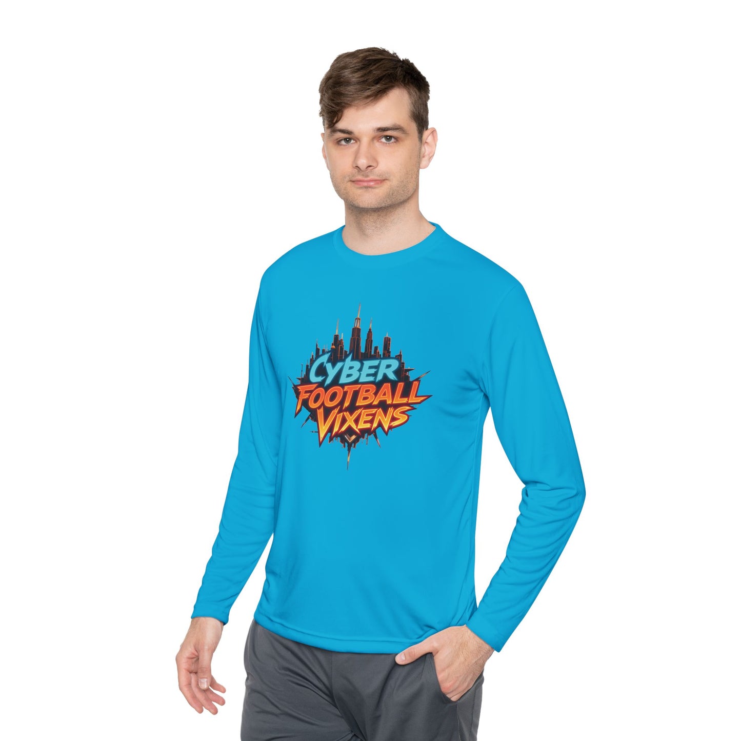 Unisex Lightweight Long Sleeve Tee - Cyber Football Vixens & Miami Art Design