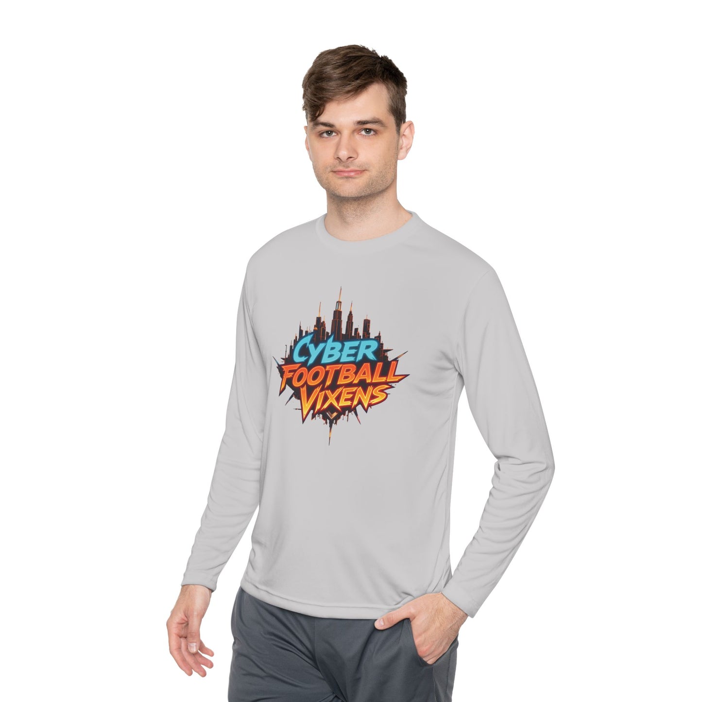 Unisex Lightweight Long Sleeve Tee - Cyber Football Vixens & Miami Art Design