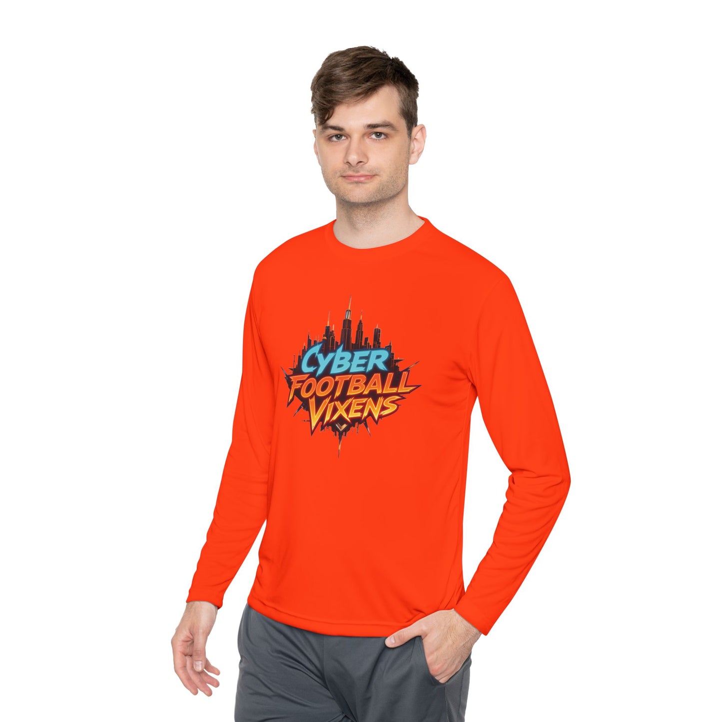 Unisex Lightweight Long Sleeve Tee - Cyber Football Vixens & Miami Art Design